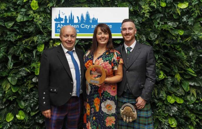 Logie Newton team with their 2025 Thistle Awards trophy